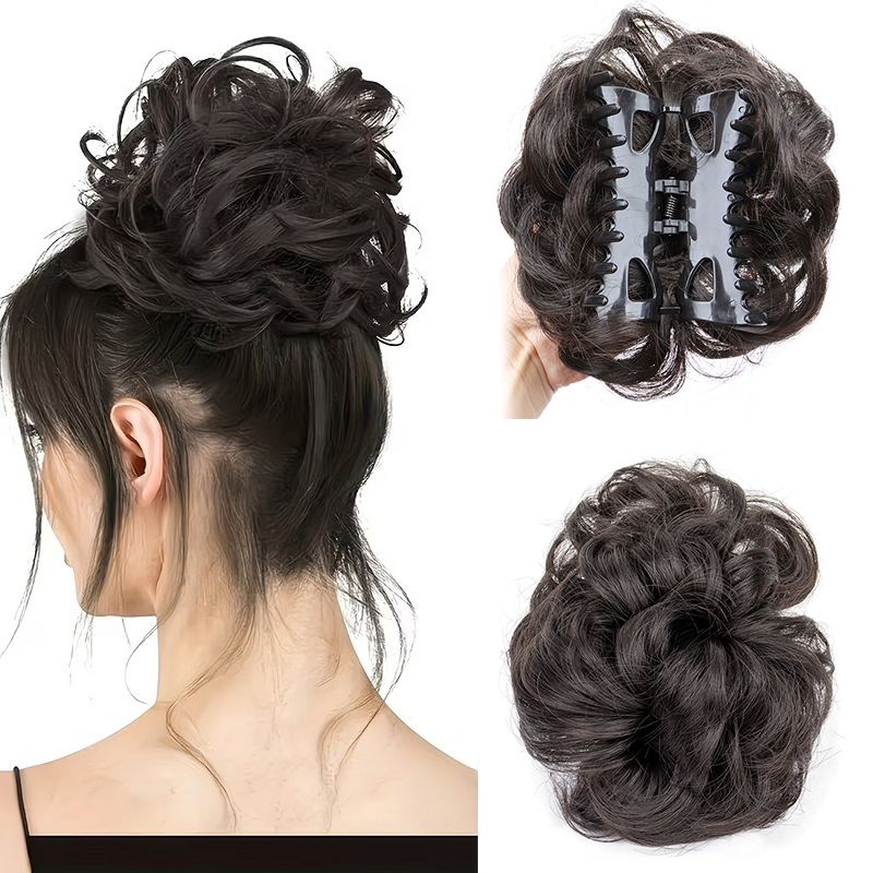 Claw Clip Messy Bun Hair Piece - Synthetischer Messy Bun Haargummi mit Klammer,