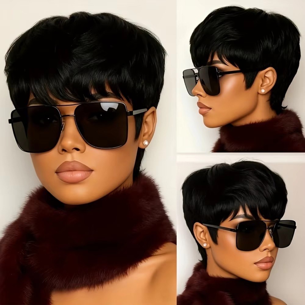 Short Pixie Cut Wig Human Hair Cheap - Kurze Pixie-Cut Echthaarperücke für Damen, vollständig