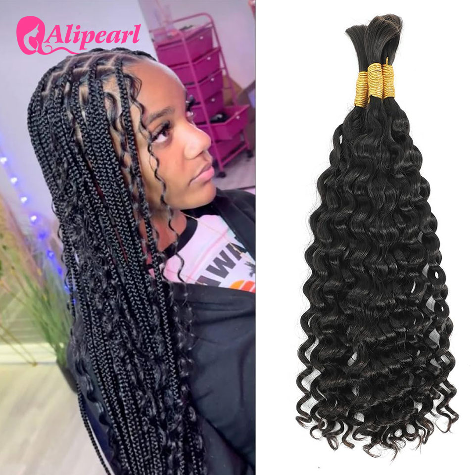 Water Wave Bulk Human Hair For Braiding - Alipearl Brasilianisches Echthaar, Rohhaar, Tiefwasser-Lose-Wave-Bündel ohne