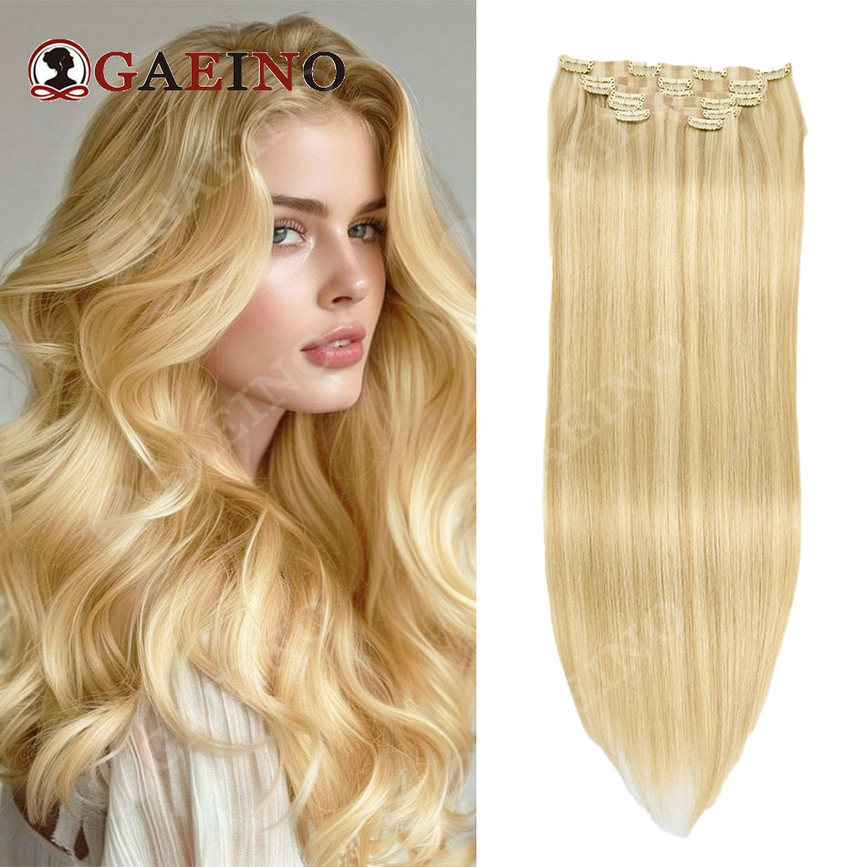 Seamless Clip In Hair Extensions Human Hair - 12A 7-teilige Clip-in Echthaar-Extensions, Nahtlose Unsichtbare