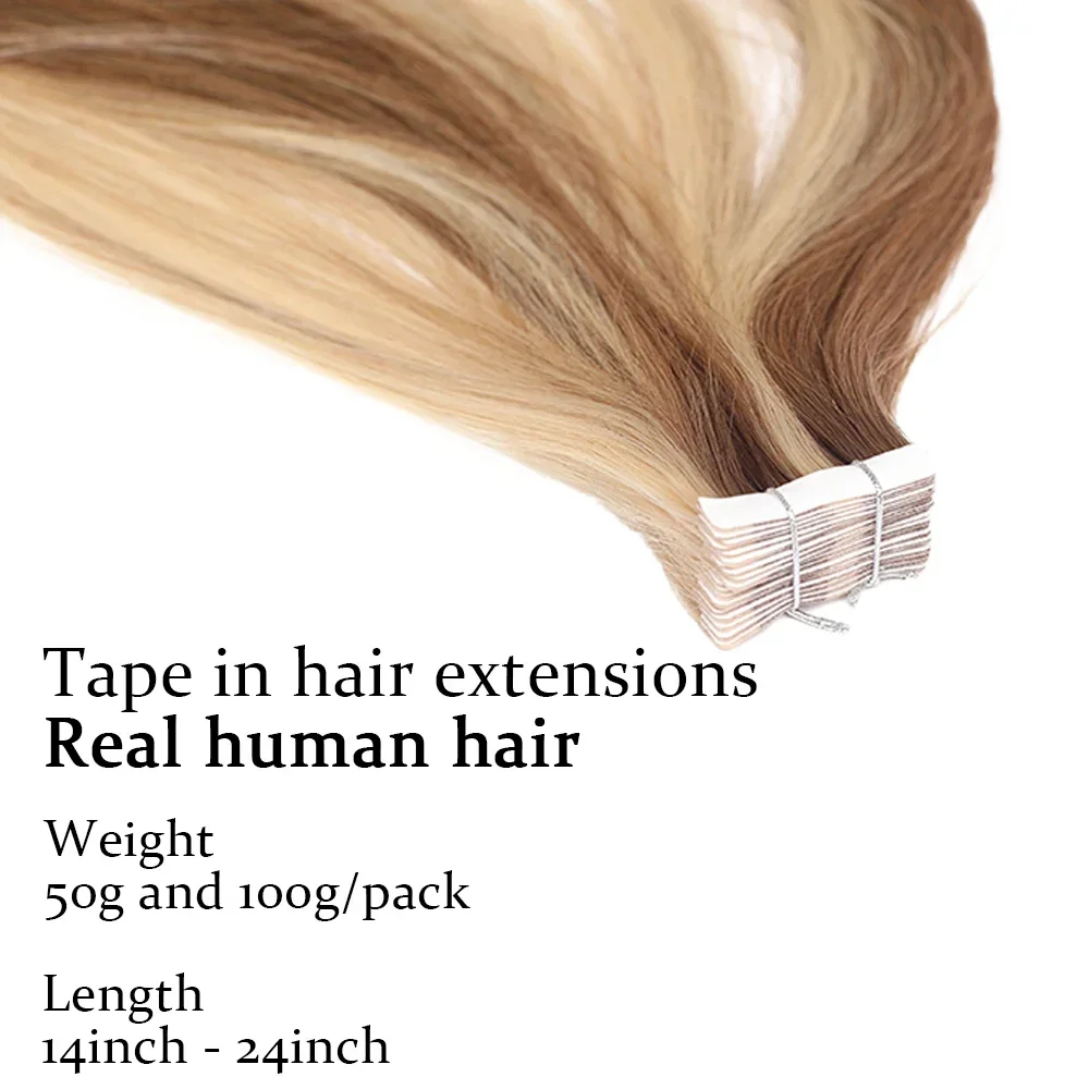 Invisible Tape In Extensions Real Hair - Tape-In Extensions aus 100% Echthaar, brasilianisches