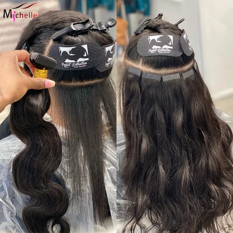 Invisible Tape In Extensions Real Hair - Tape-In Echthaarverlängerungen Body Wave 20 Stück/Packung