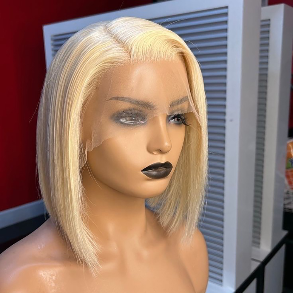 Pre Parted 13X4 Lace Front Bob Wig - 613 Blonde Glatte 13x4 Lace Frontal