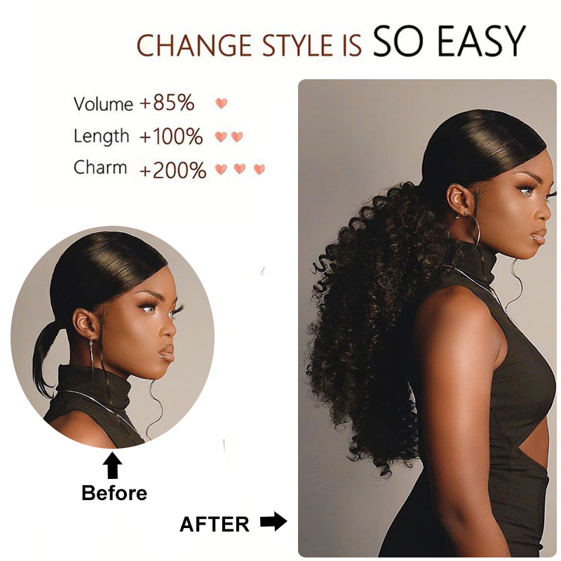 Lange lockige Kordelzug-Pferde – Drawstring Afro Curly Puff Ponytail Bewertung und Preis