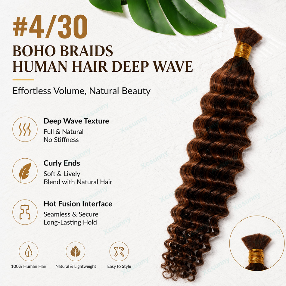 Farbe # 4/30 Boho Braids Echth – Water Wave Bulk Human Hair For Braiding Bewertung und Preis