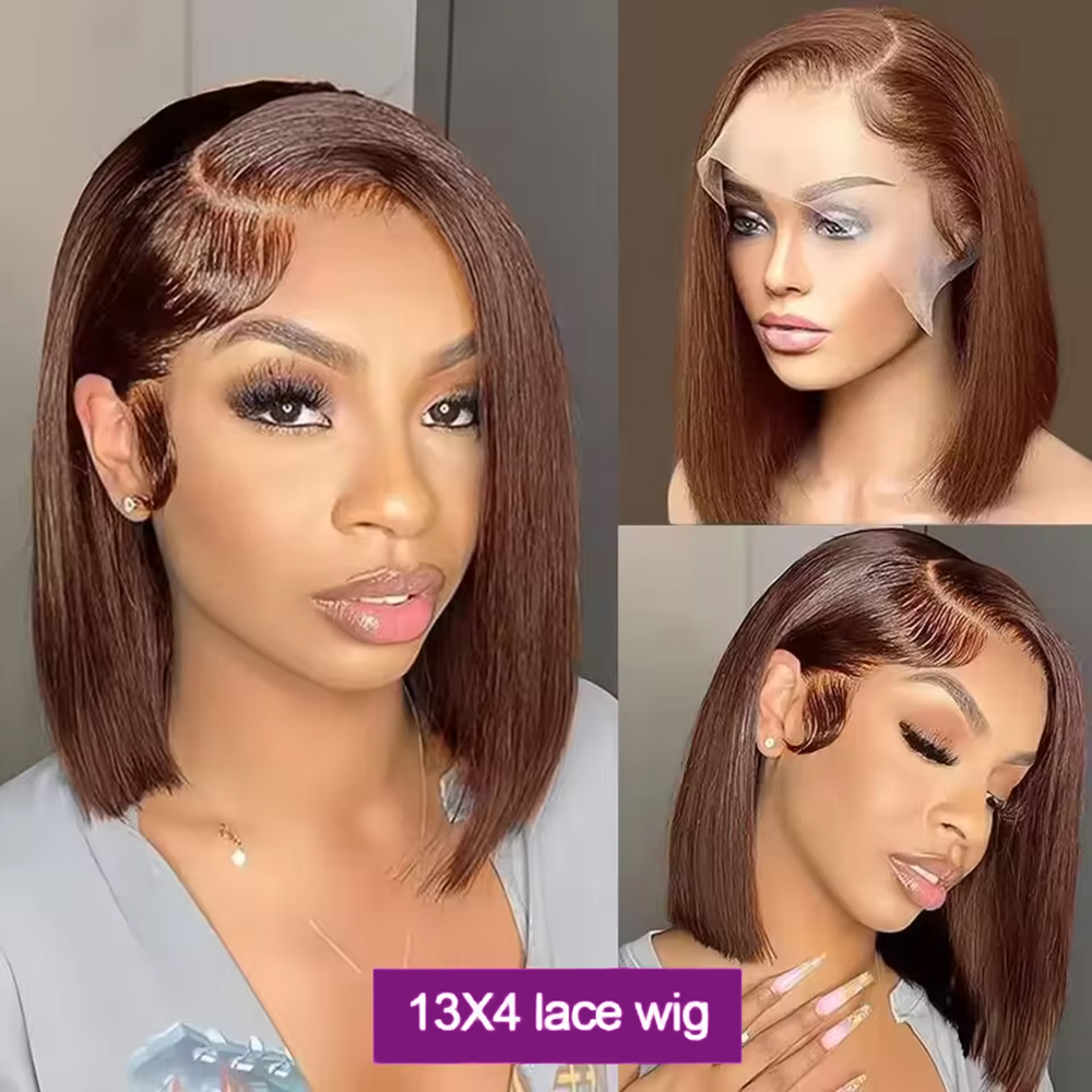 Vorgezupfte, schokoladenbraune – Pre Parted 13X4 Lace Front Bob Wig Bewertung und Preis