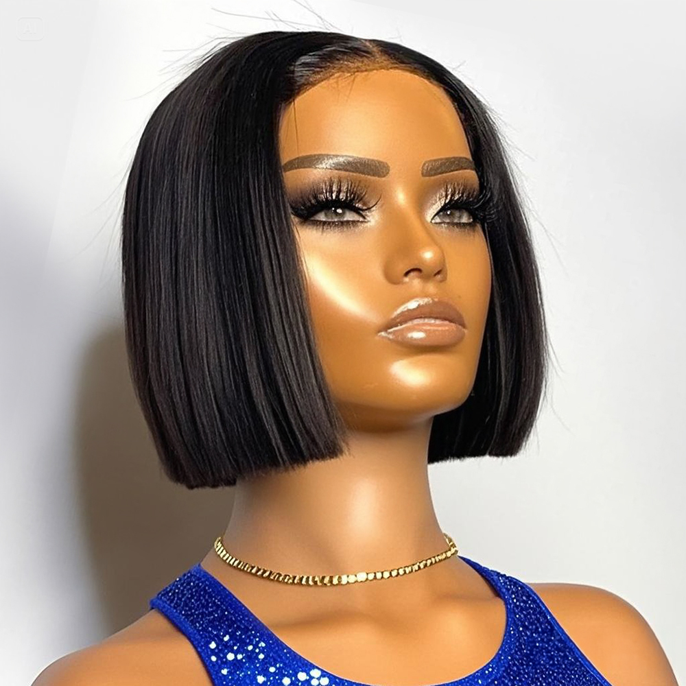 250% Dichte, glatte, kurze Bob – Pre Parted 13X4 Lace Front Bob Wig Bewertung und Preis